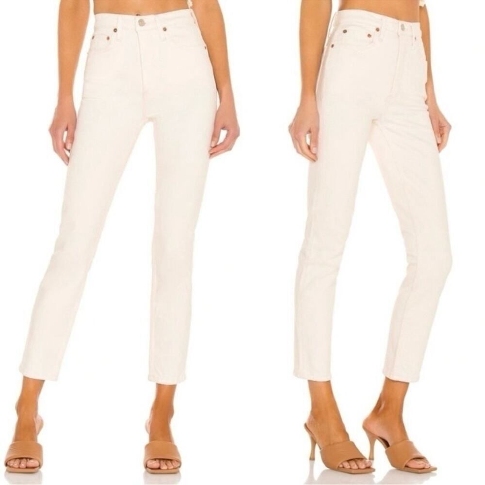 Re/Done 90’s High Rise Ankle Crop Jeans Vintage White Size 26